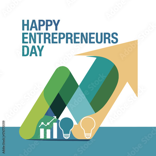 Happy Entrepreneurs Day Vector Design with Innovation and Business Growth Elements