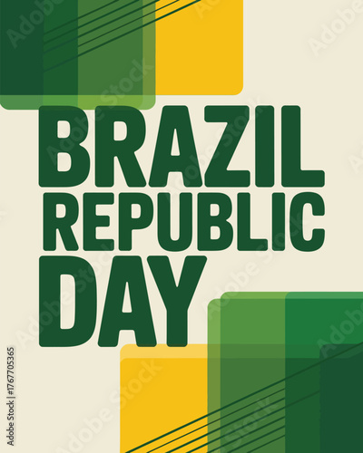 Brazil Republic Day Celebration Vector Design Poster with Flag Colors
