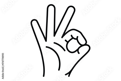 Hand gesture showing the number three with an okay sign