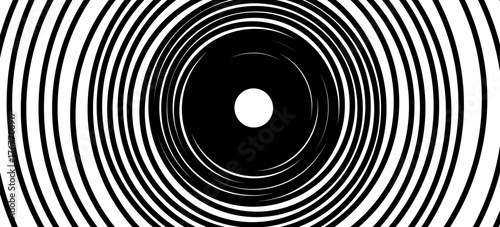 Psychedelic Warped Lines Optical Illusion Texture. Abstract Geometric Background Vector Design. Black and White Modern Pattern Op Art Illustration.