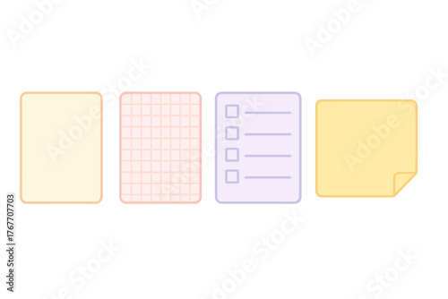 Colorful memo pads and checklist icons for organization and planning tasks