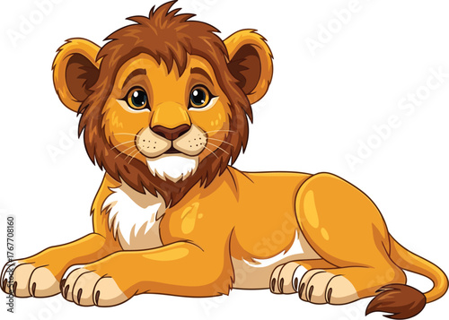 Lion cub animal feline mammal wildlife predator cartoon cute adorable young wildcat
