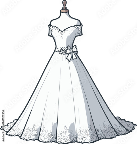 ウェディングドレスのマネキンのイラスト