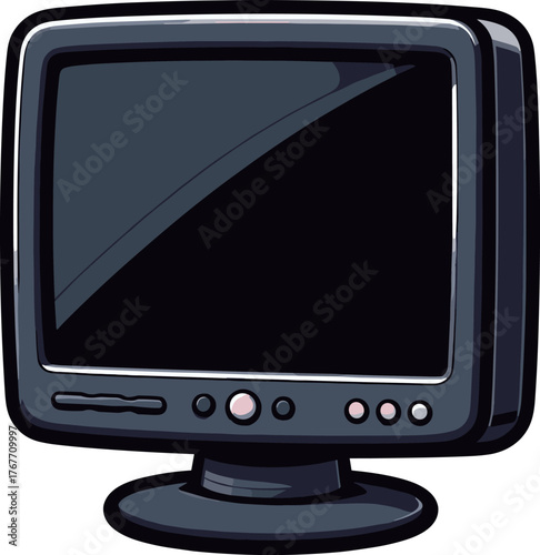 黒のブラウン管のモニターのイラスト
