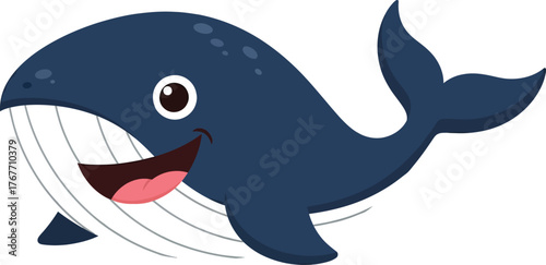 Cartoon whale ocean sea animal marine life aquatic mammal happy cute smiling blue