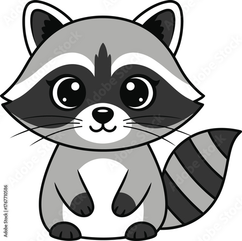 Raccoon cartoon animal cute mammal wildlife character illustration art drawing
