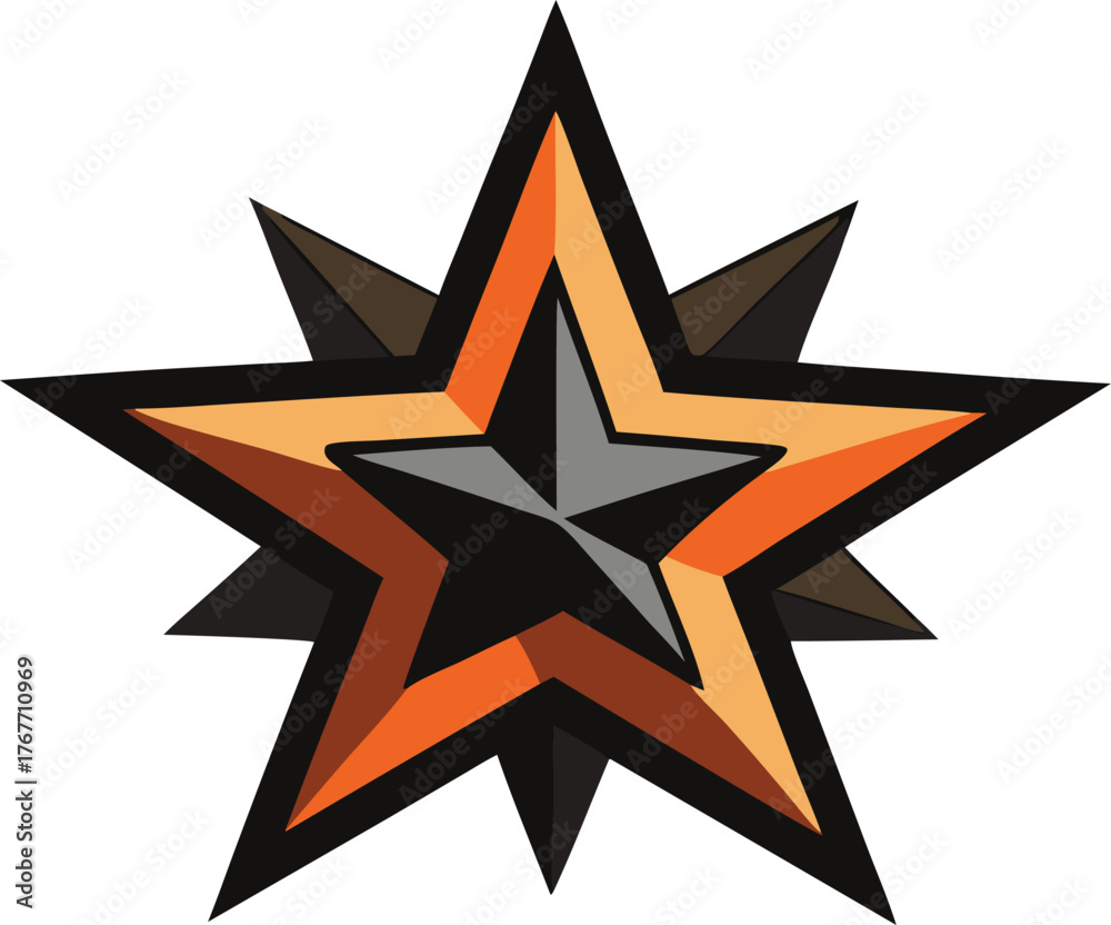 Fototapeta premium Abstract geometric starburst with orange and black tones