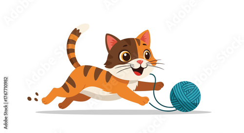 Cartoon cat kitten playful pet animal feline domestic cute happy cheerful joy fun
