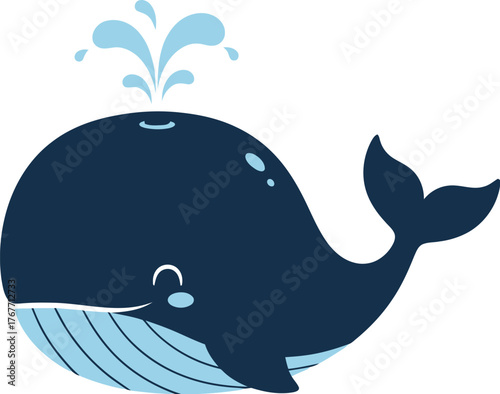 Whale ocean sea marine mammal animal wildlife nature aquatic cartoon illustration