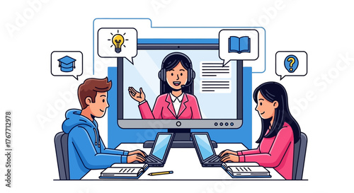 Interactive remote learning session with instructor for educational development and skill