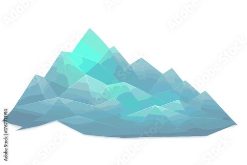 Abstract low poly geometric mountain landscape structure in blue and cyan gradient