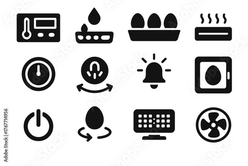 Fan humidity incubator icons control icon switch indicator panel smart led vector