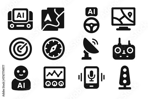 Lights controller dashboard panel console unit vector navigation central icon ai