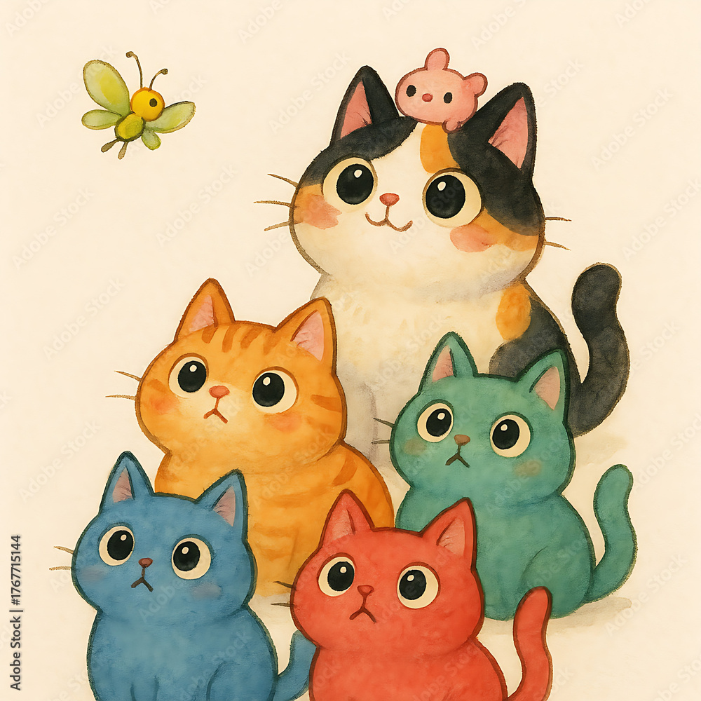 Fototapeta premium set of funny cartoon cats