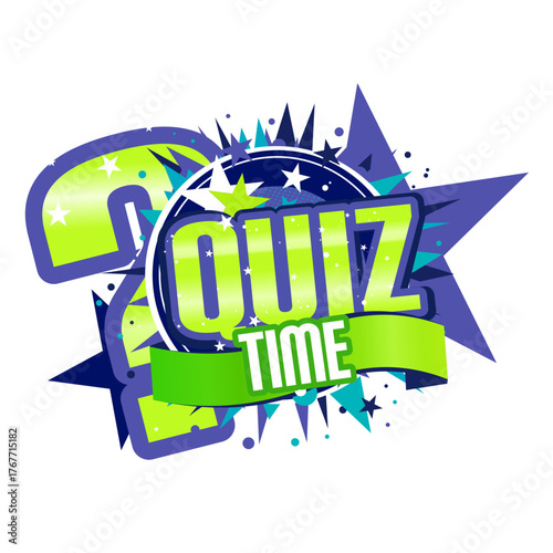 Quiz time  - colorful vector label, sticker - vector illustration