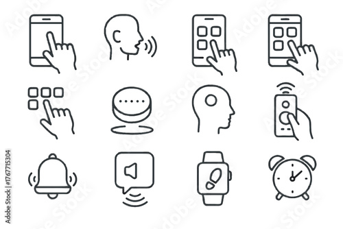 Counter icons control interface icon vector touch signal modern voice interaction alarm