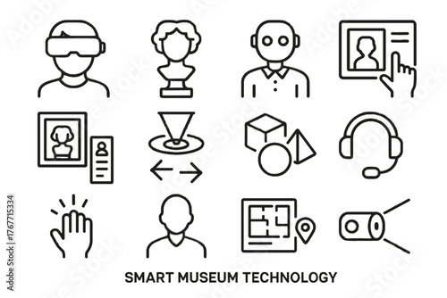 Arrows control interactive icons display ar museum ai guide icon smart info