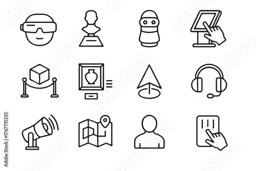 Panel vector ar icon icons gallery artifact smart navigation holographic guide exhibit