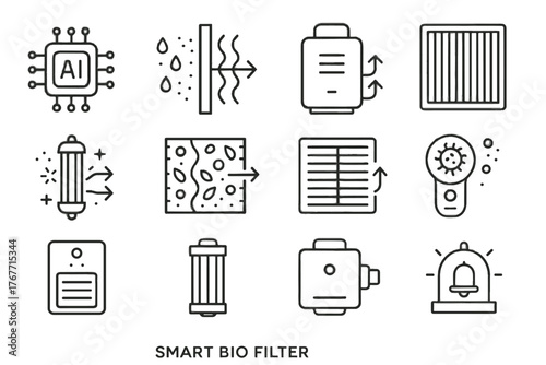 Contamination bio icon smart airflow air light algae vector sterilizer detector filter