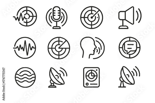 Speech scanner vector circular icons locator icon detection sound voice digital radar