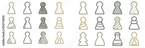 Unique game pieces arranged in a creative pattern showcasing various designs and shapes for fun gameplay experiences