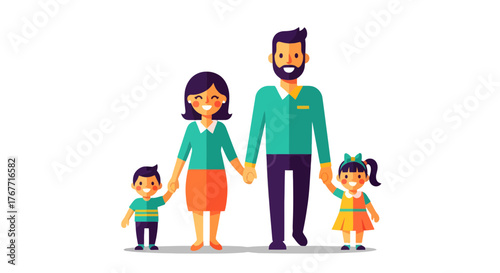 A Heartwarming Illustration Depicting A Family Holding Hands and Standing Together