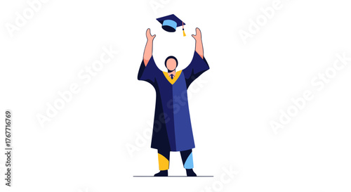A Person Celebrating Academic Success, Graduation Ceremony, Student Throwing Their Cap