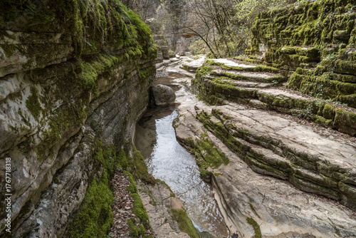 Papingo Rock Pools Formed by Waterfalls and Streams in Epirus, Greece
