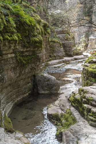 Papingo Rock Pools Formed by Waterfalls and Streams in Epirus, Greece