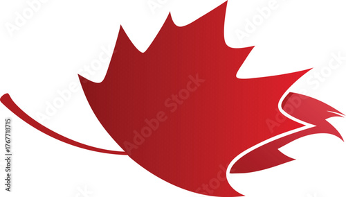 Stylized red maple leaf icon with gradient and shadow