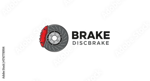 Disc Brake Caliper Logo Vector – Automotive and Mechanic Emblem Design - Disc Brake Vector Logo – Car Part and Auto Repair Workshop Symbol