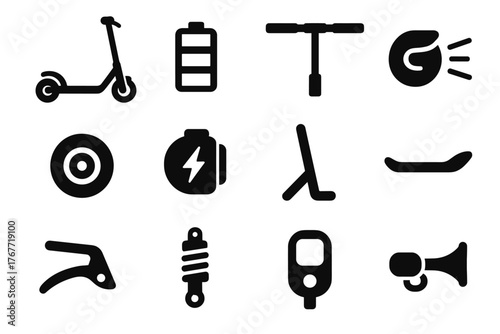 Scooter brake wheel vector battery suspension led eco icon lever pack