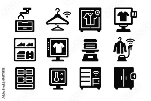 Wardrobe drawer display automated control smart icons icon vector led sensor clothing