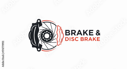 Brake Disc Caliper Logo Vector – Auto and Mechanic Emblem Design - Disc Brake Vector Logo – Car Part and Auto Repair Workshop Symbol