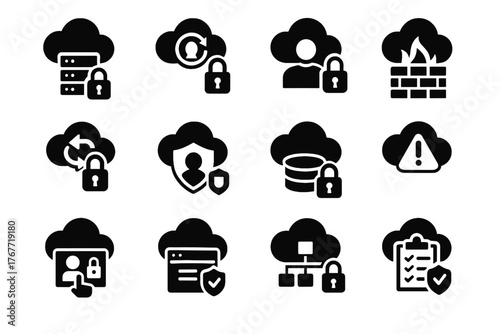 Vector encryption segmentation security icon cloud control audit authentication management identity