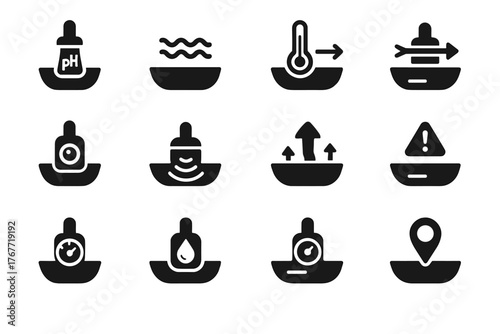 Nano salinity pressure oxygen sensor leak boat monitor current icon vector locator