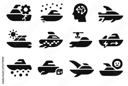 Vector icon support canopy energy boat hybrid expansion floating underwater nano hull