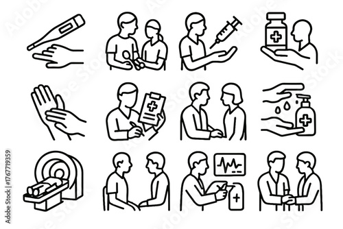 Dispensing vector monitoring measuring medication pulse icon chart healthcare vitals providing grid