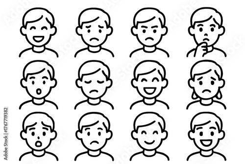 Mood vector excited avatar icons icon thoughtful crying calm sad scared surprised