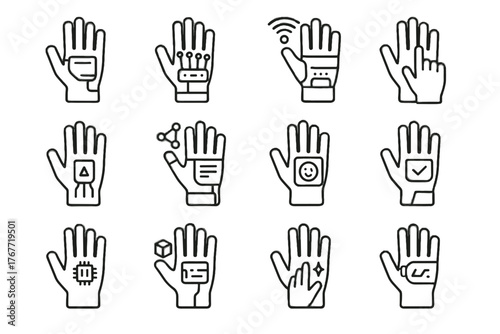 Controller icon interactive smart tactile vr icons vector wearable virtual glove