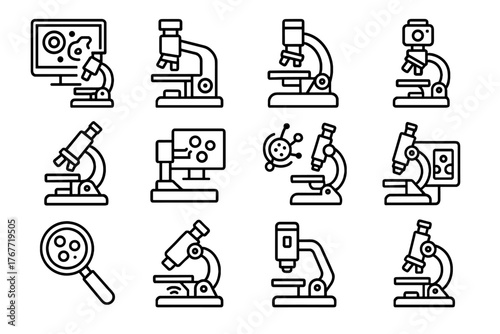 Pathology lab microscope device viewer microscopes cellular icon vector medical nano imaging