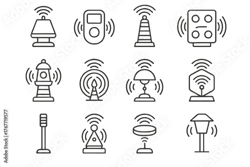 Lamp pole icon vector portable guide icons path beacon sound navigation marker