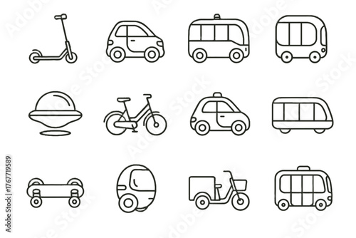 Personal sphere scooter vehicle taxi nano mini smart robotic micro vector icon