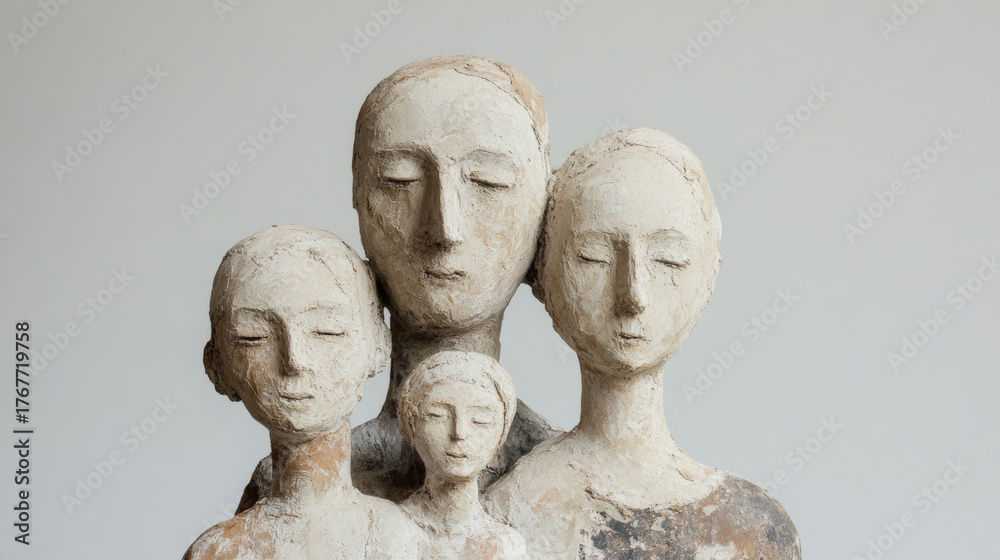 Obraz premium Family, a clay figurine concept, a touching handmade style