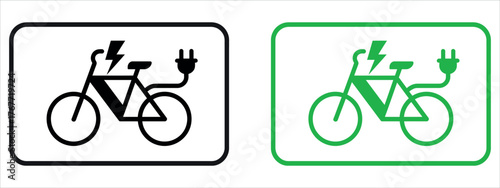 E-Bikes Permitted Sign Vector Illustration. Essential Symbol for Electric Bike Parking Area, E-Bike Charging Station, and Modern Mobility Infrastructure.