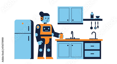 A Robotic Chef Brews Coffee In A Futuristic Kitchen Ready To Serve Its Master