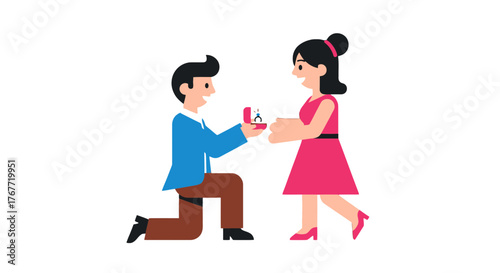 A Romantic Propose Moment Depicted With A Man Kneeling Before His Partner In Joy