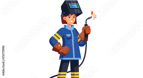 A Skilled Female Welder At Work, Mastering the Art of Metal Fabrication