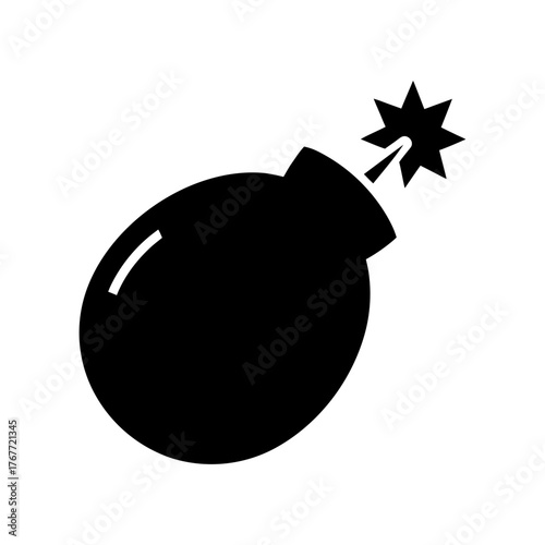 Simple cartoon bomb silhouette vector clean comic explosive danger symbol illustration design
