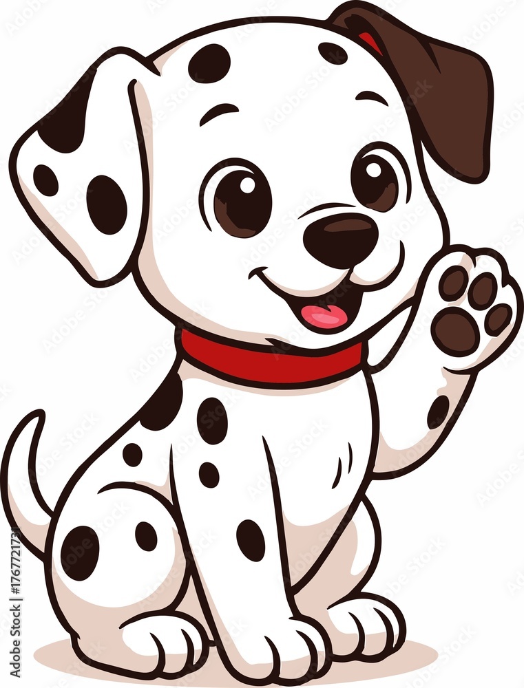 Ταπετσαρία Cute Dalmatian Puppy Cartoon Illustration – Adorable Dog Drawing